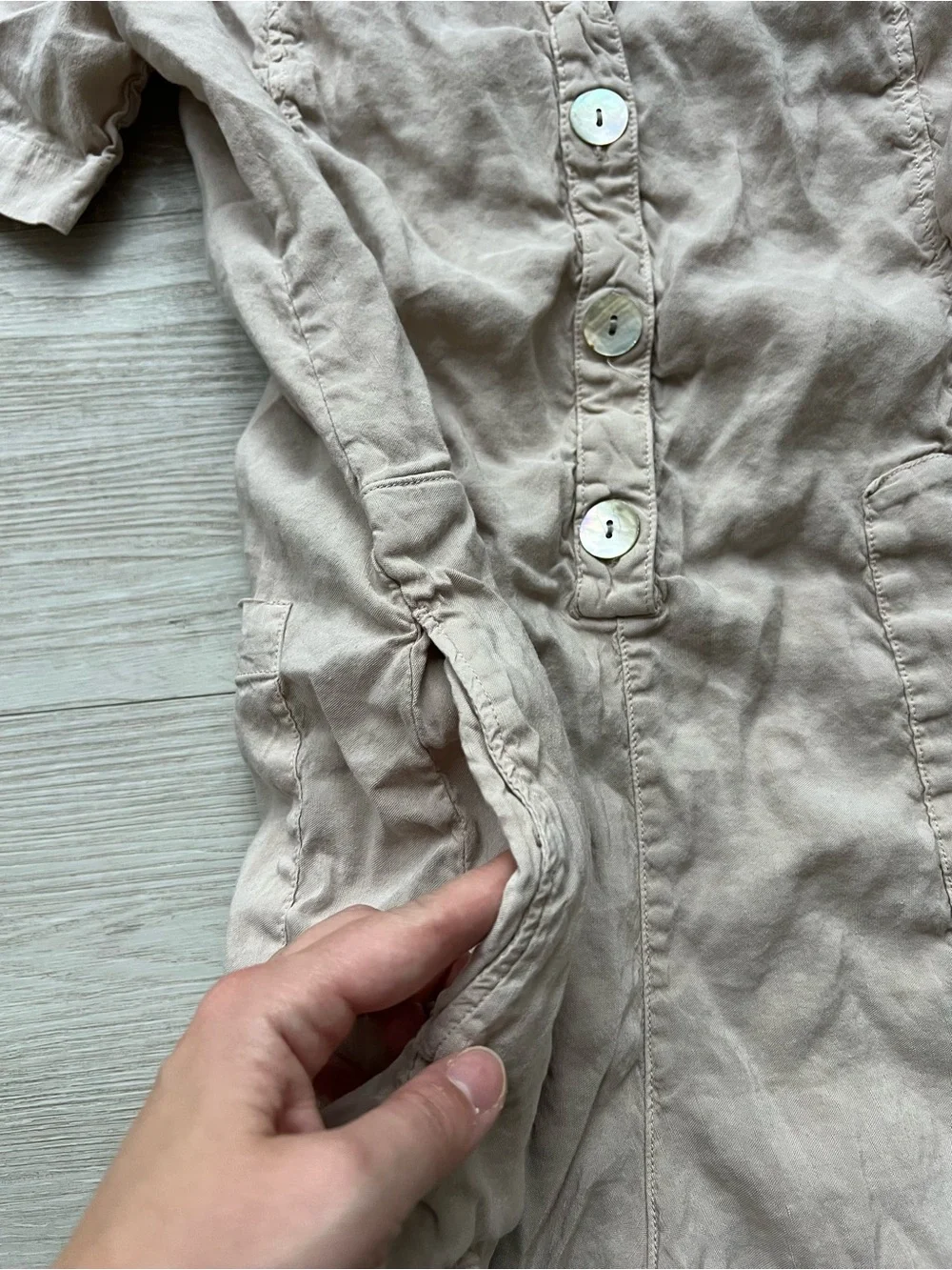 Zara Linen Blend Romper Women’s L Beige Button Front Utility Playsuit Pockets